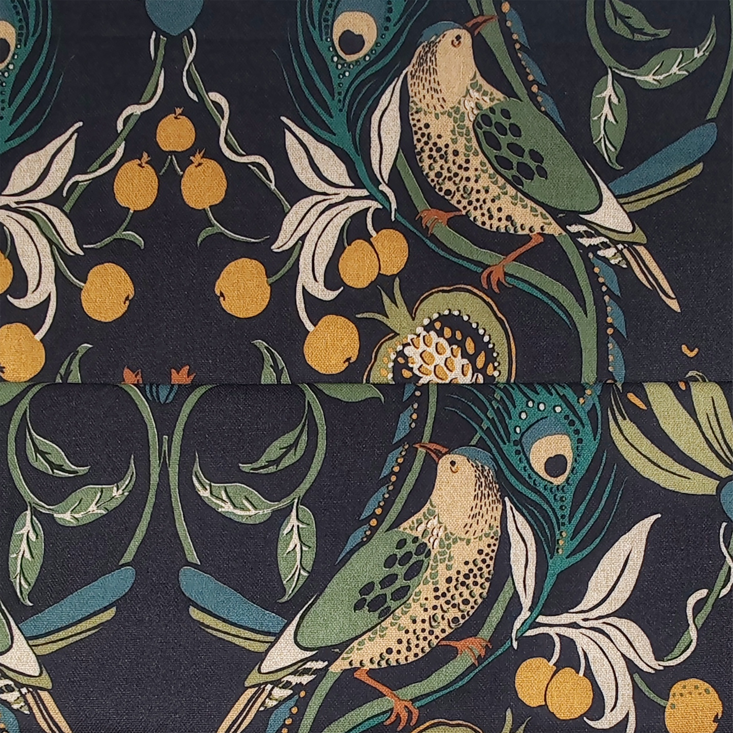 Peacock Print Semi Roman Shade