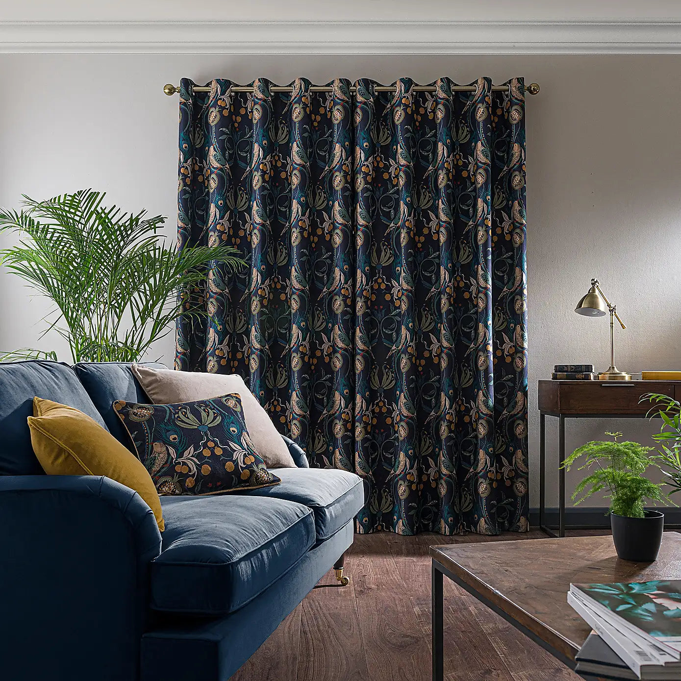 Peacock Print Darkening Curtain