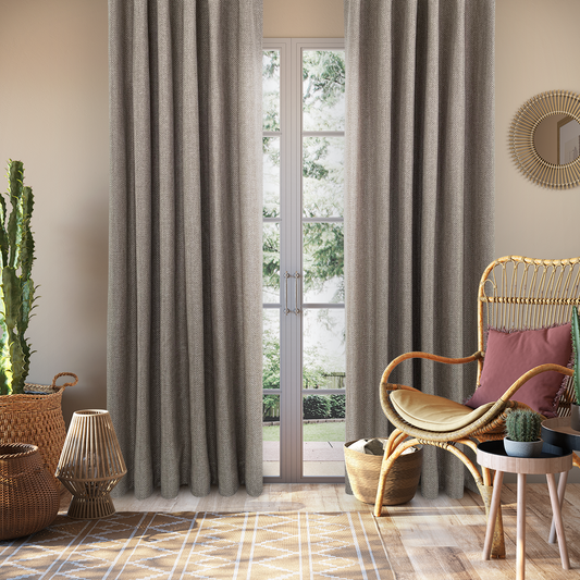 COCONUT BEIGE GRID CURTAIN