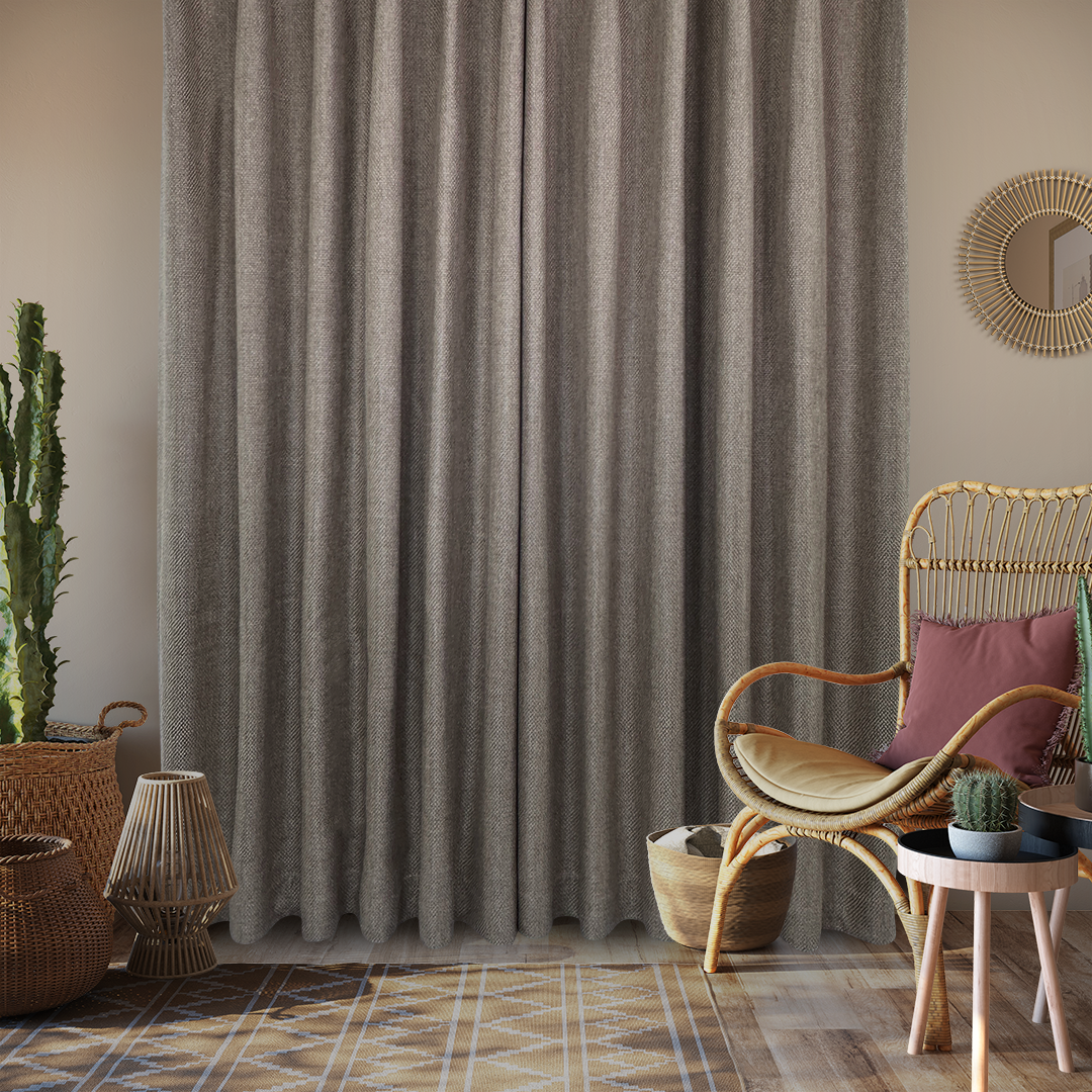 COCONUT BEIGE GRID CURTAIN