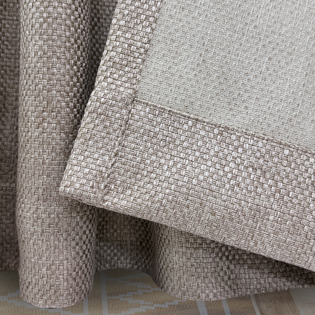 COCONUT BEIGE GRID CURTAIN