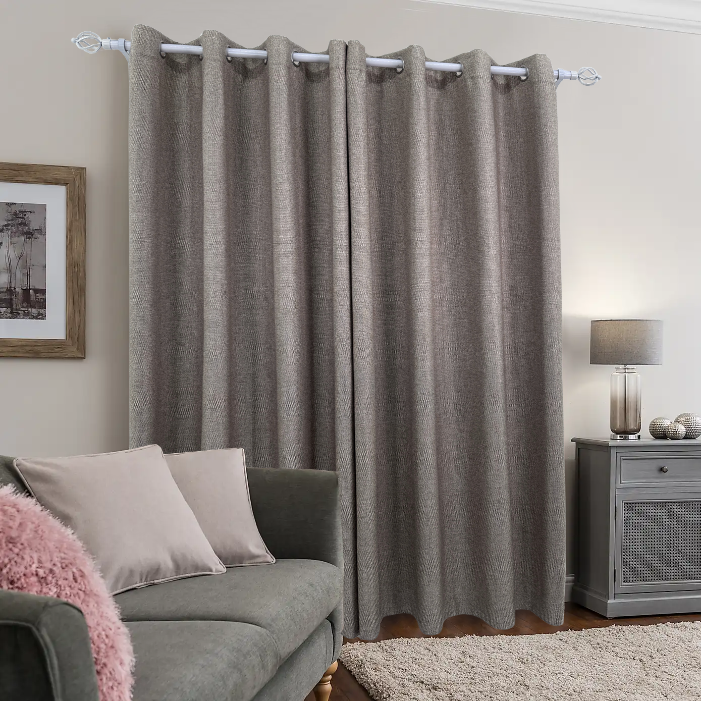 CHESTER FAWN TEXTURED DARKENING CURTAIN