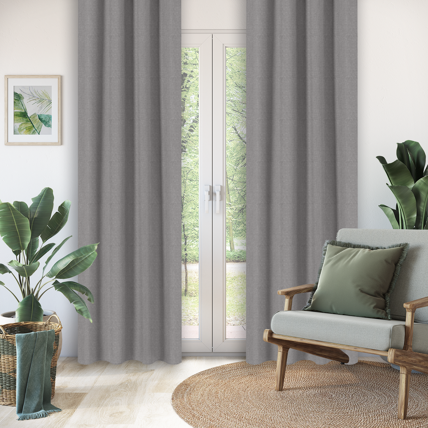 Faux Linen Textured Soft light-filtering Curtain