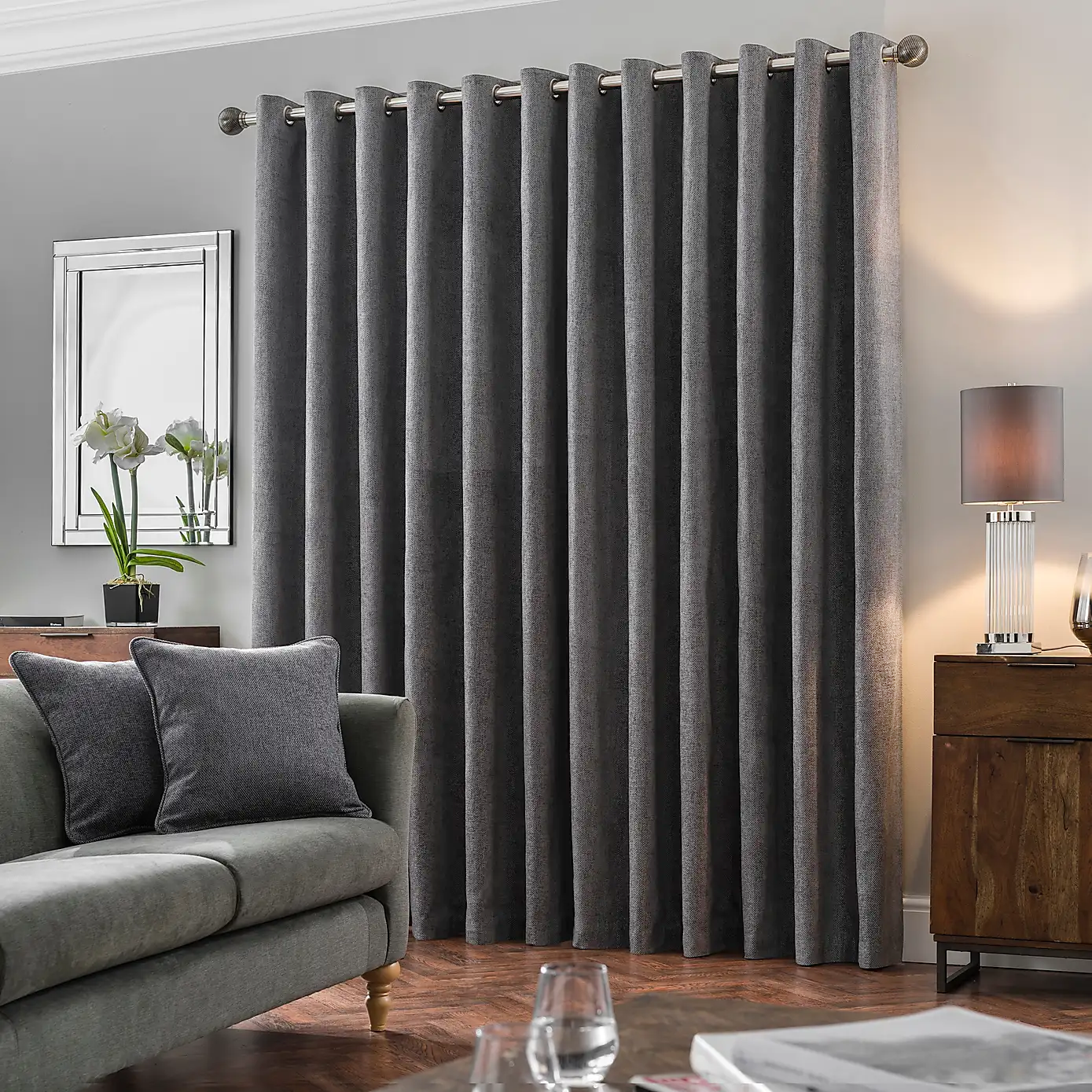 CHESTER CHARCOAL-TONED TEXTURED CURTAIN