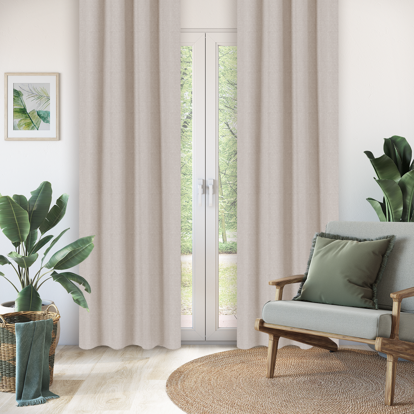 Faux Linen Textured Soft light-filtering Curtain