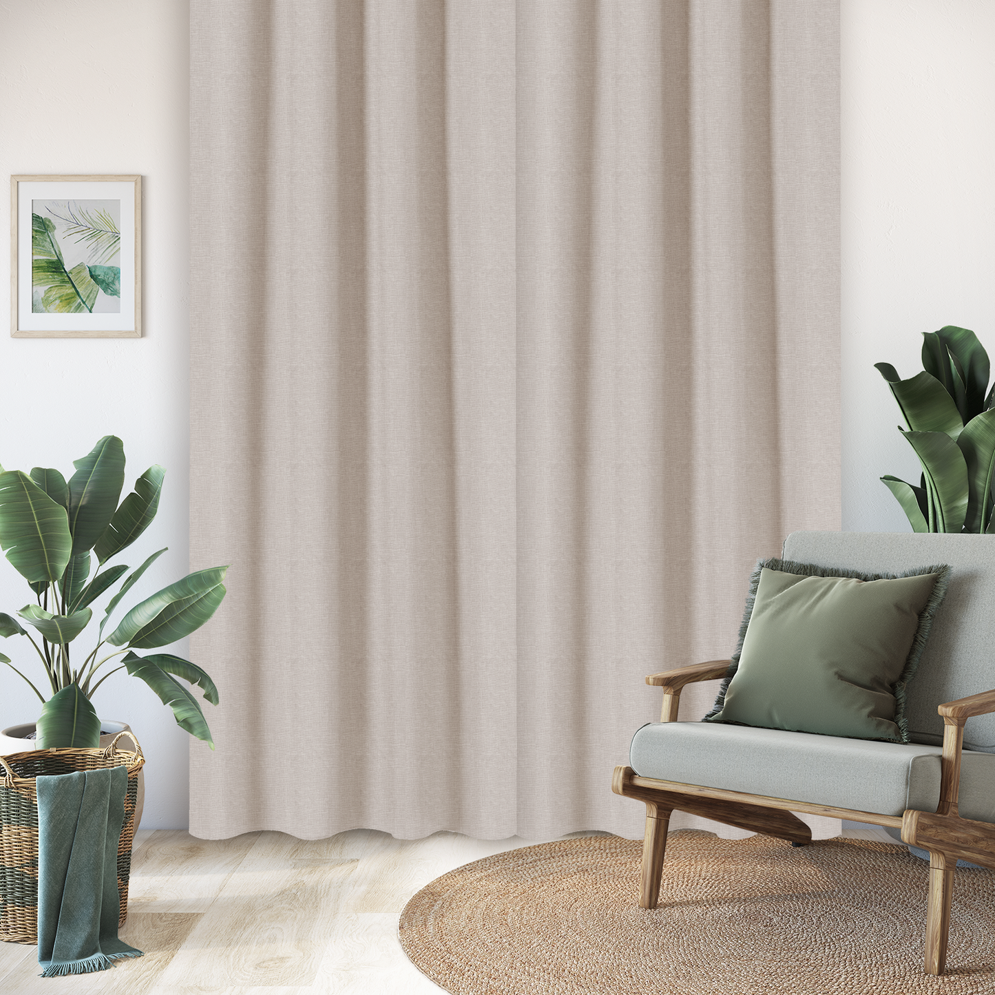 Faux Linen Textured Soft light-filtering Curtain