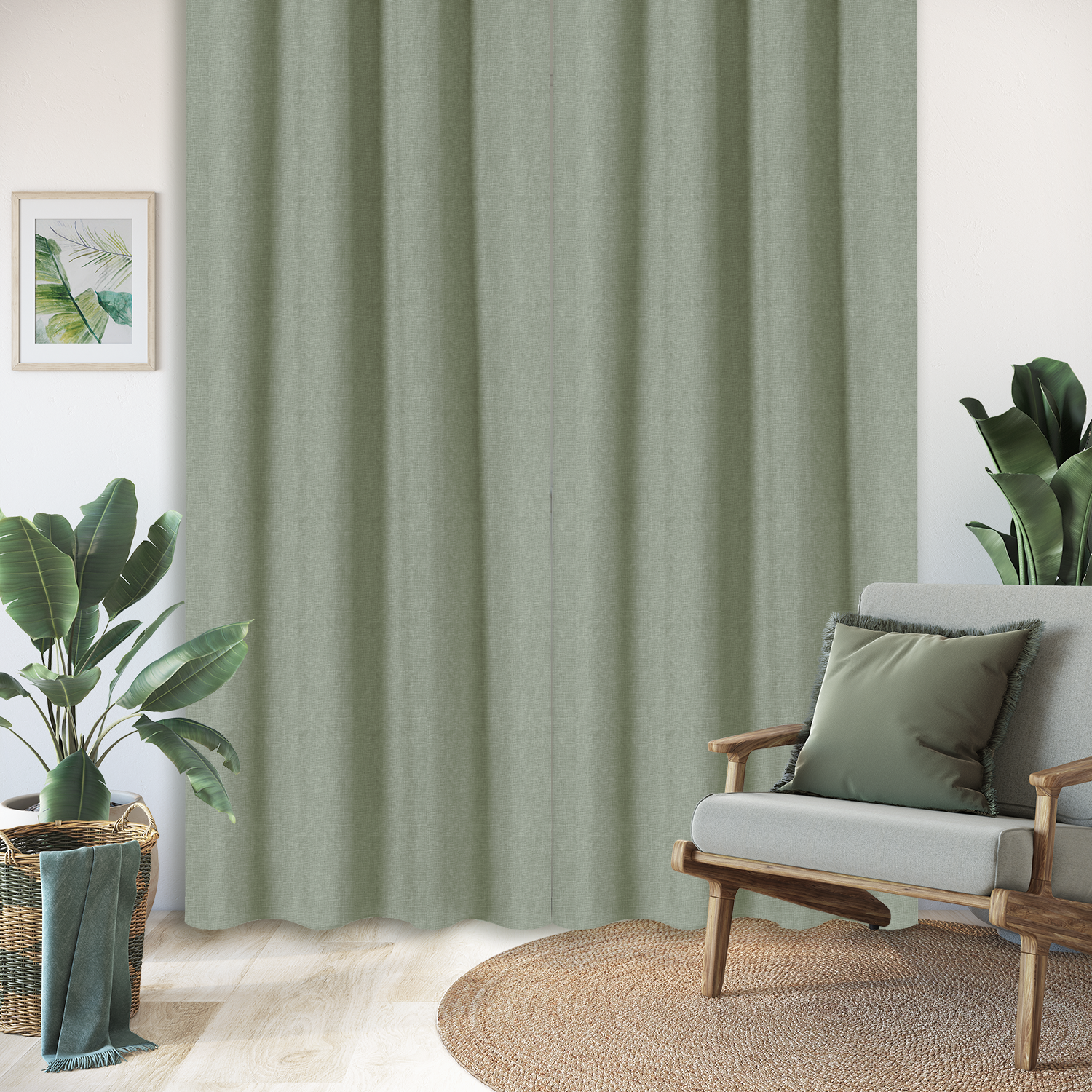 Faux Linen Textured Soft light-filtering Curtain