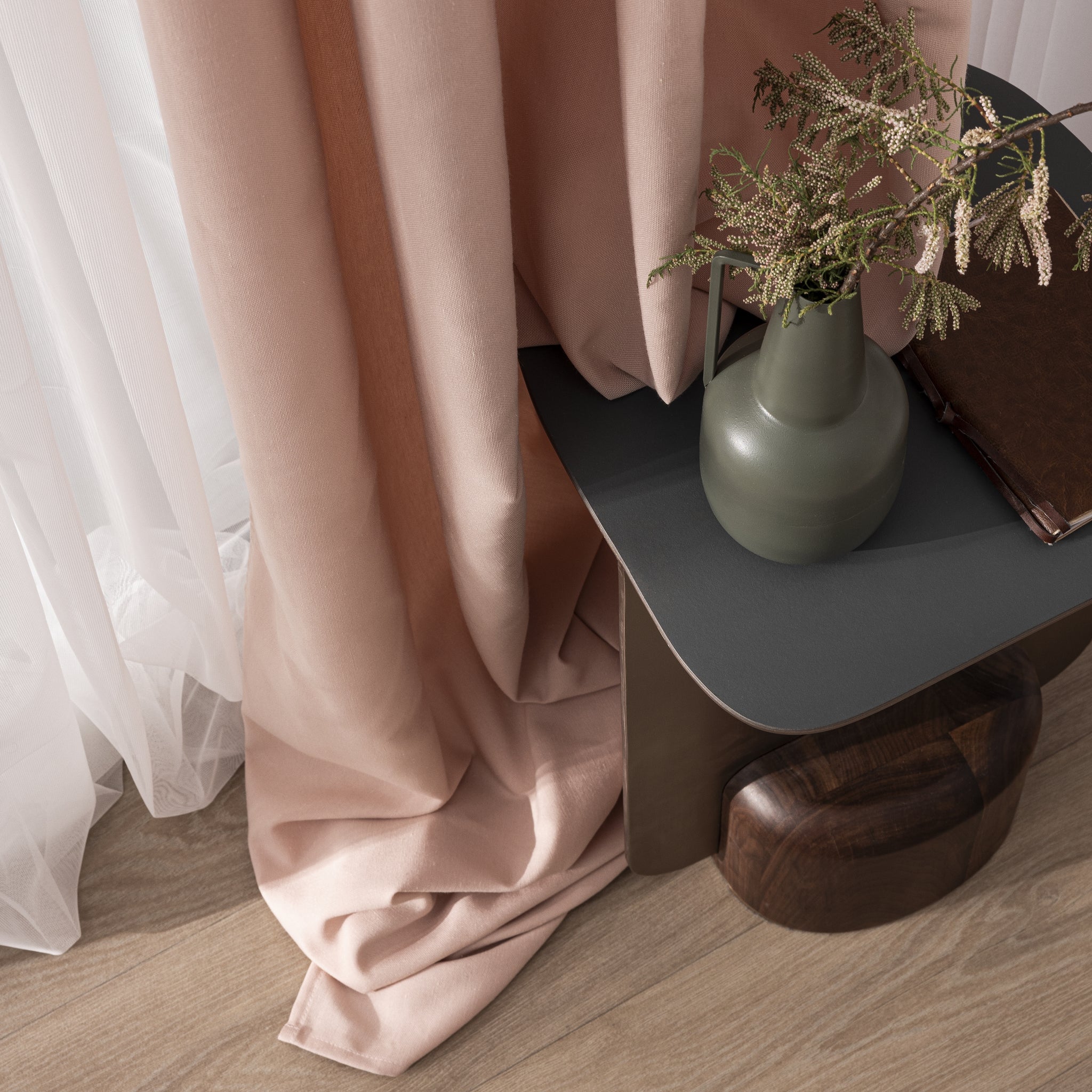 Faux Linen Textured Semi Sheer