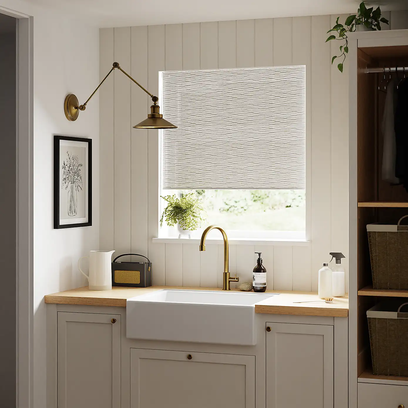 BRUGES STRIPE ROLLER SHADE IN SILVER