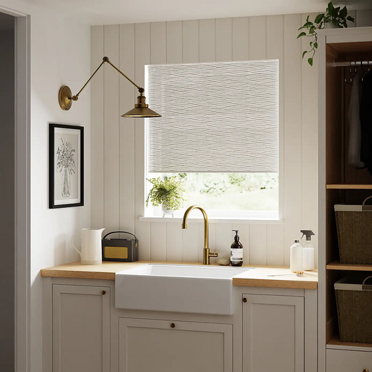 BRUGES STRIPE ROLLER SHADE IN SILVER