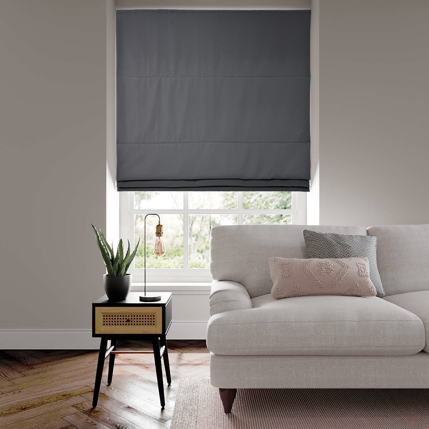 LINEN LUXE ROMAN SHADE IN NATURAL