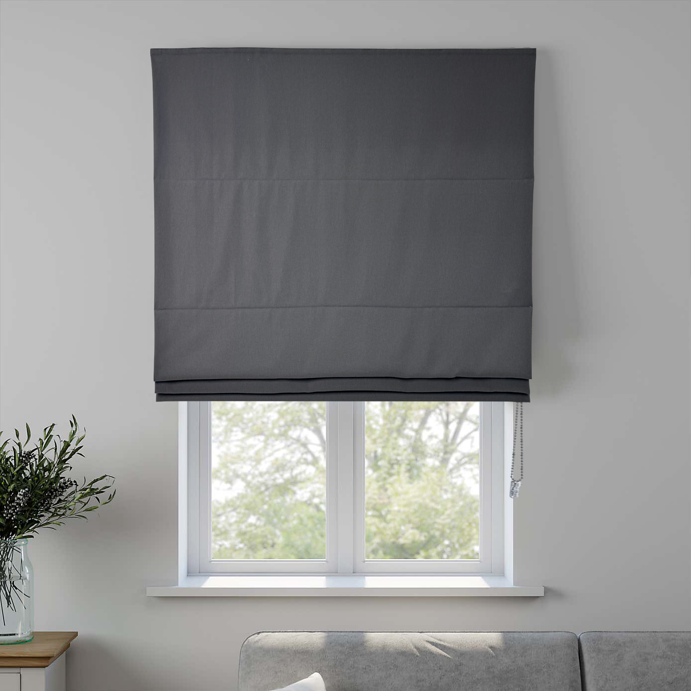 LINEN LUXE ROMAN SHADE IN NATURAL