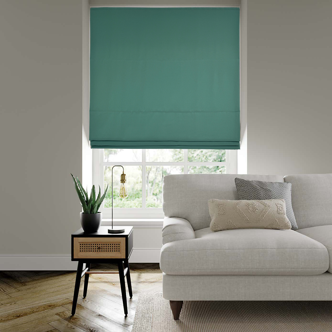 LINEN LUXE ROMAN SHADE IN GREEN