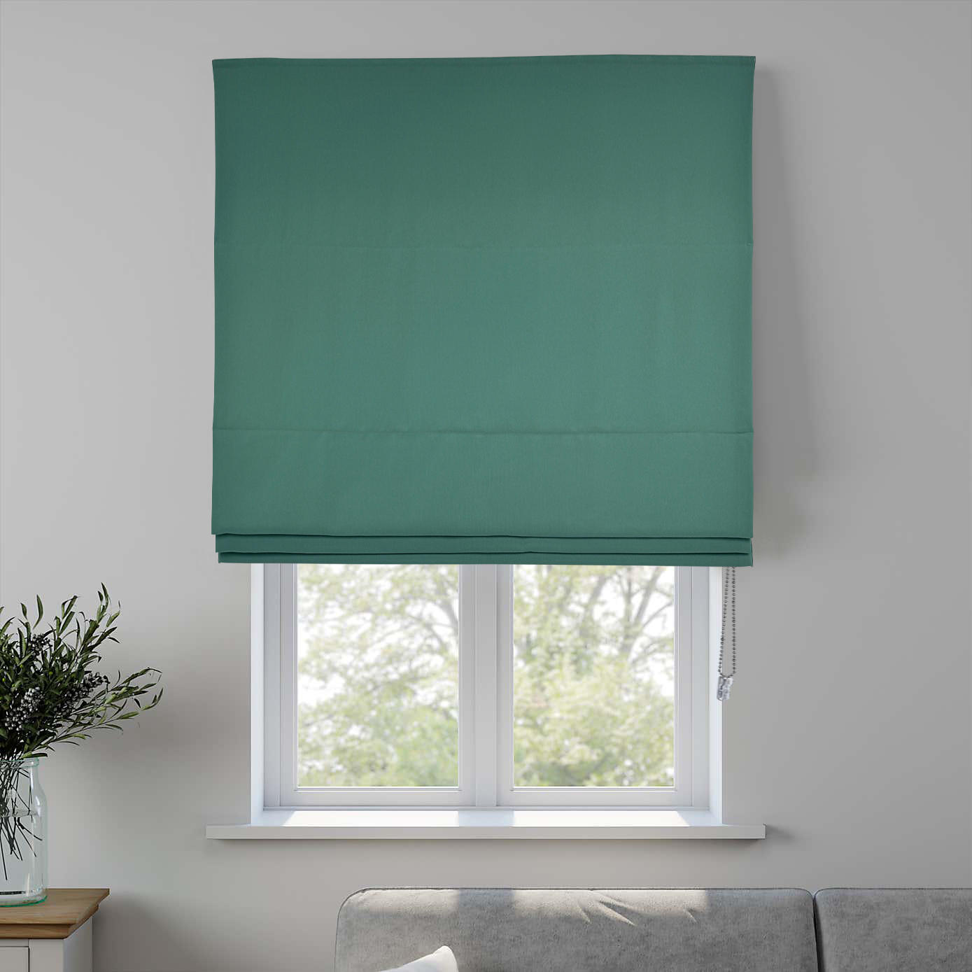 LINEN LUXE ROMAN SHADE IN GREEN