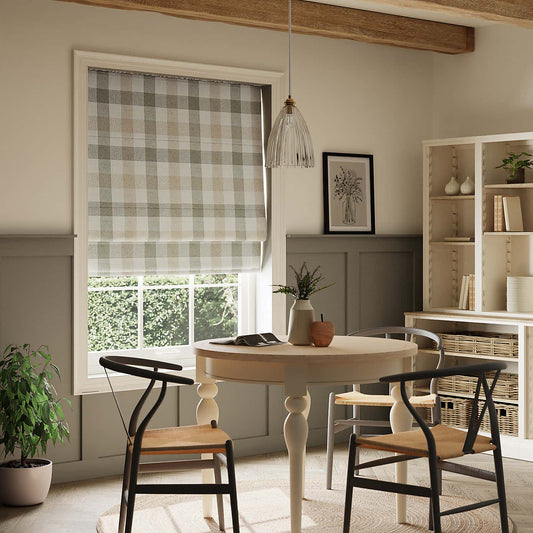 LARGE CHECK ROMAN SHADE IN SAGE