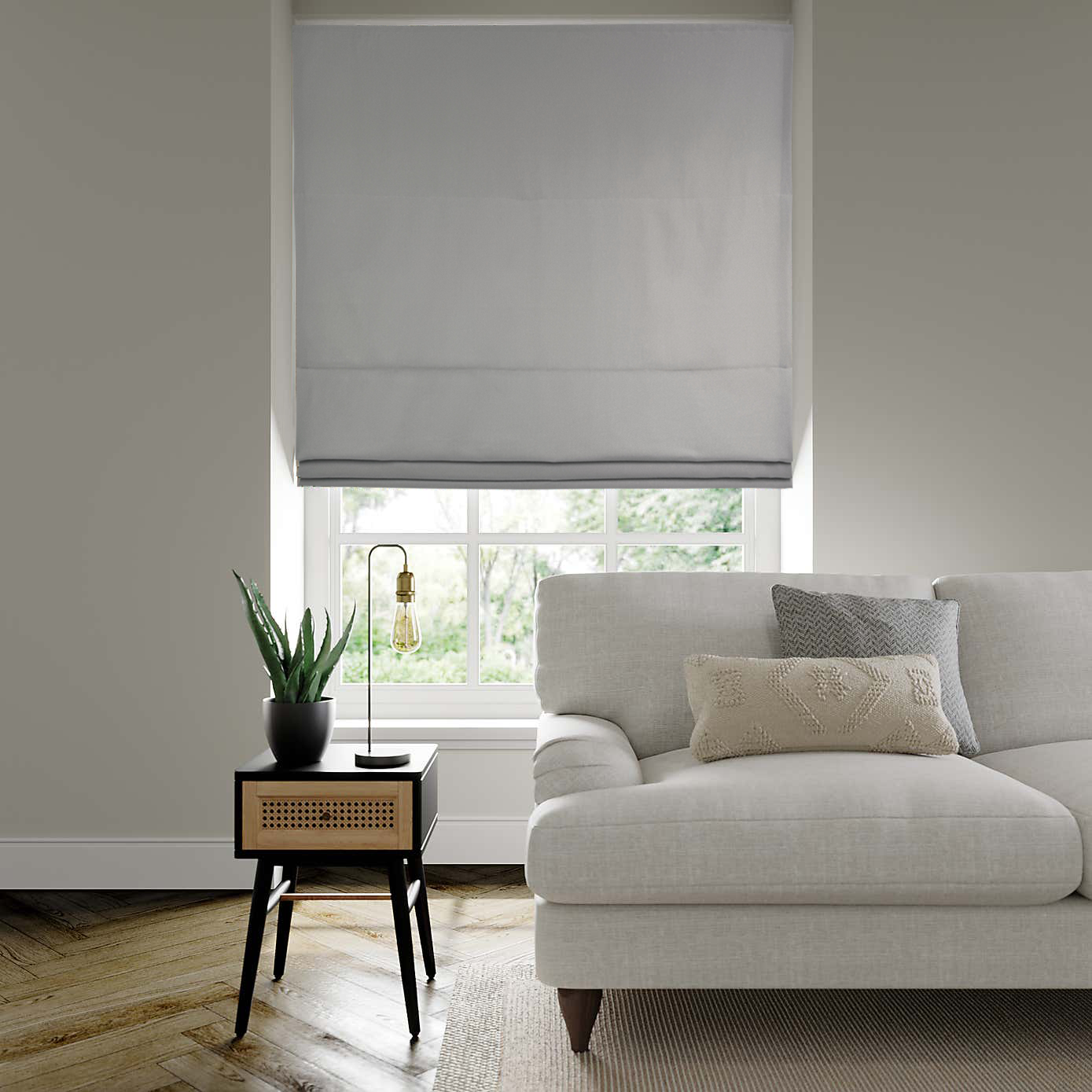 LINEN LUXE ROMAN SHADE IN BEIGE