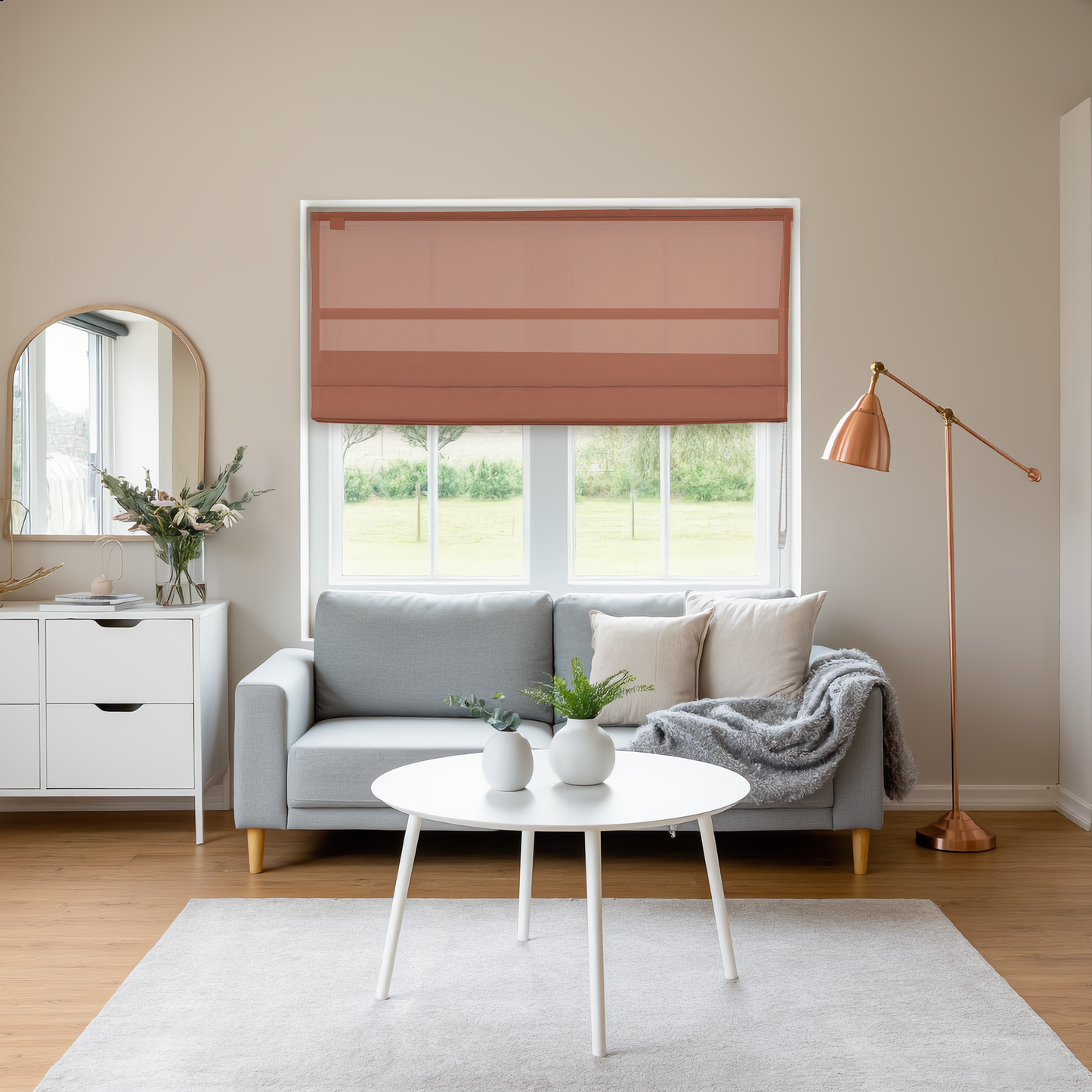 Linen Aspect Translucent Voile Roman Shade