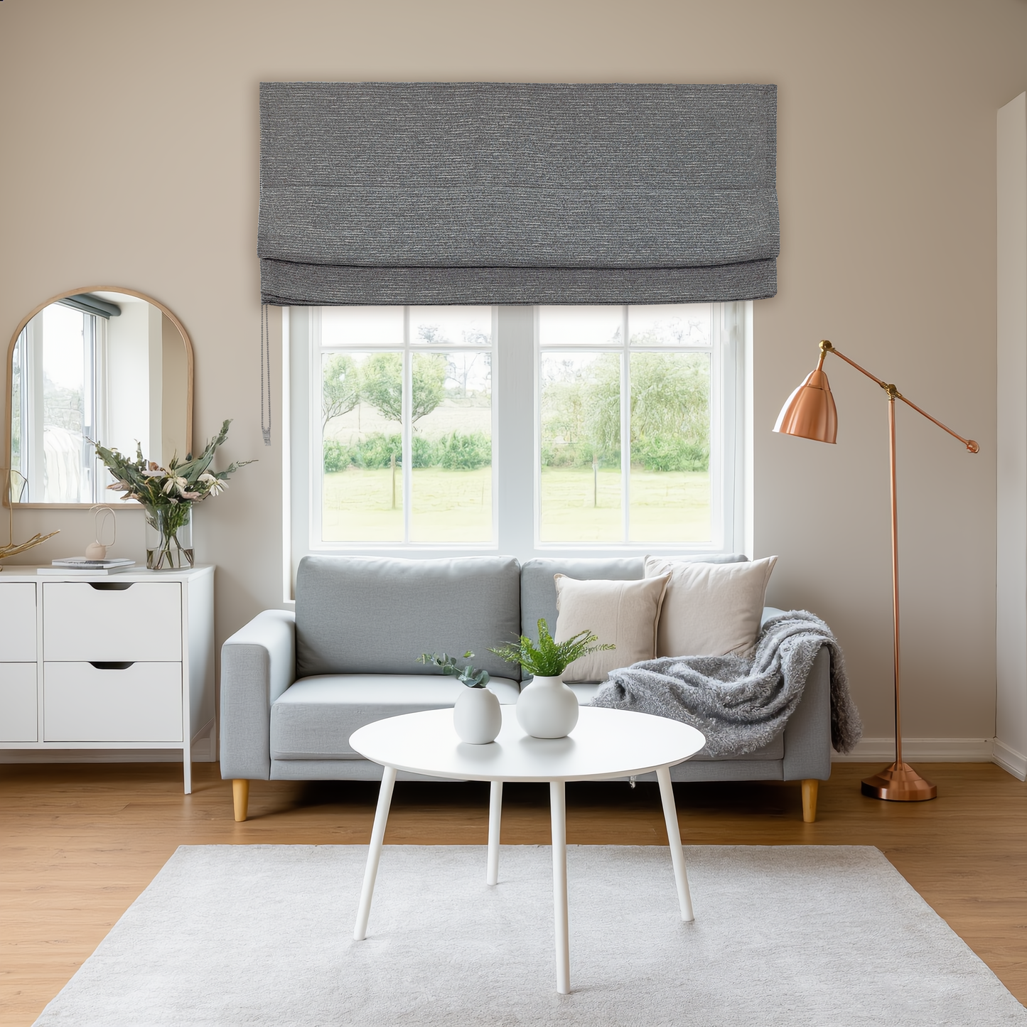 Ashwell Luxury Knitted Sheer Darkening Roman Shade