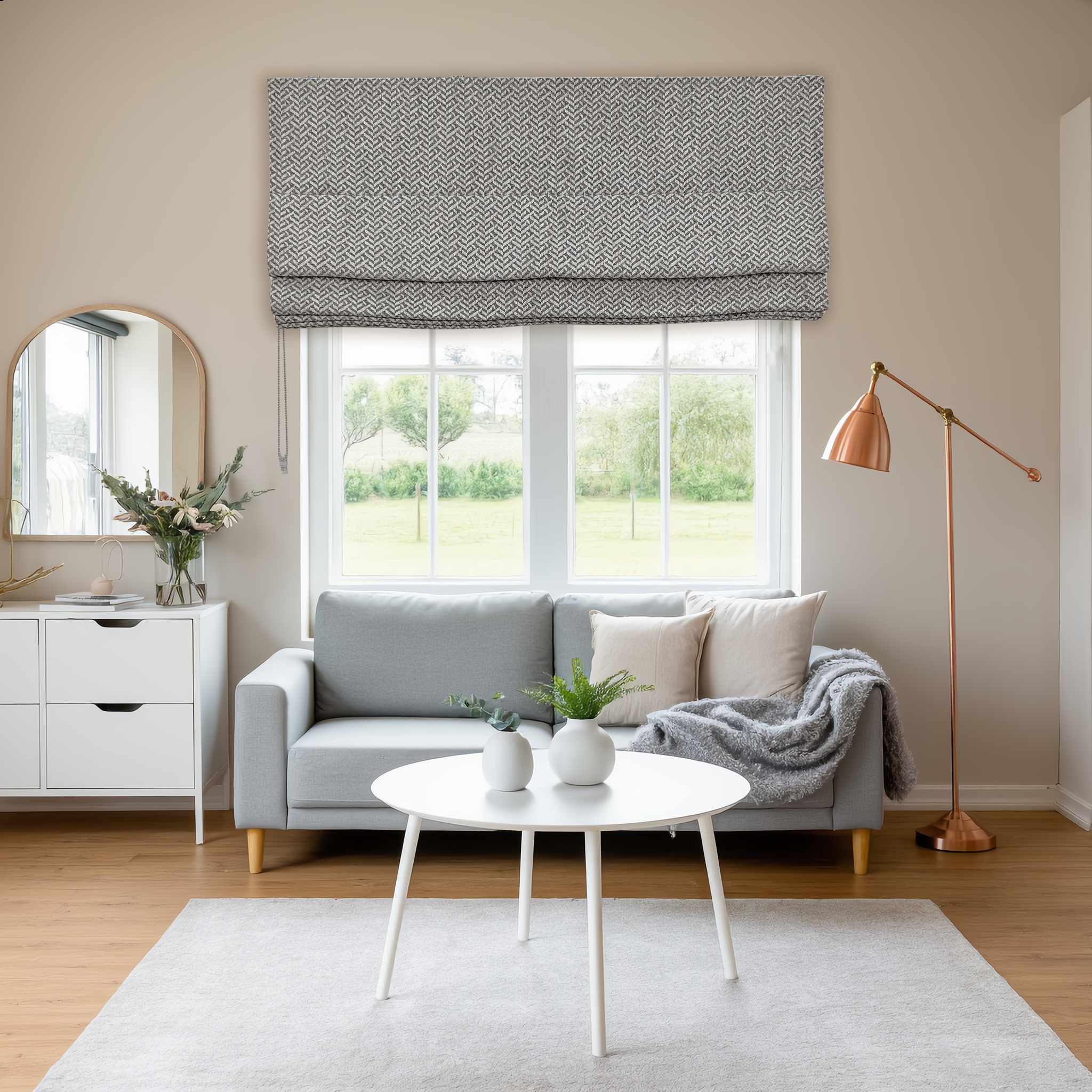 Herringbone Jacquard  Darkening Roman Shade