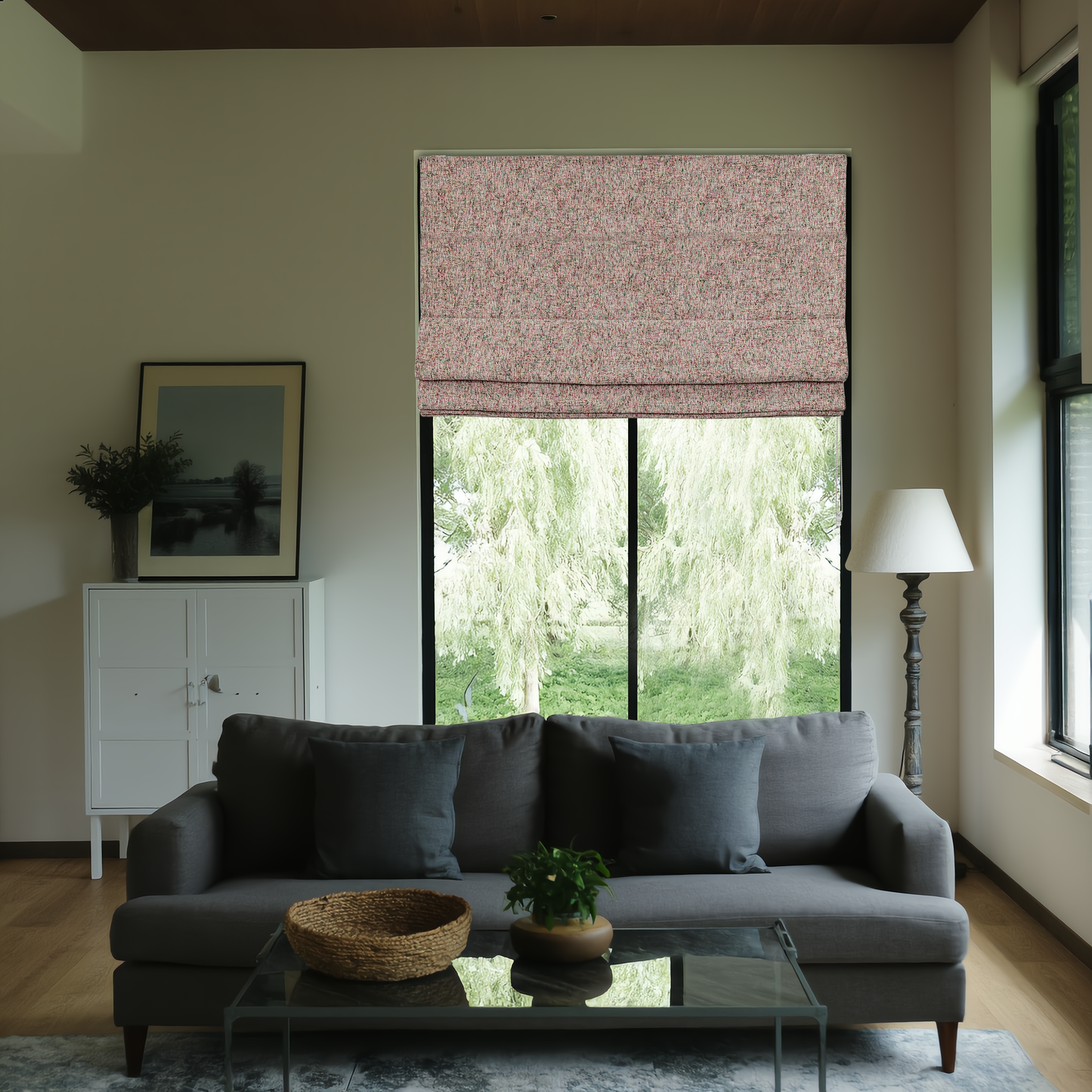 Colorful Chenille Textured Darkening  Roman Shade