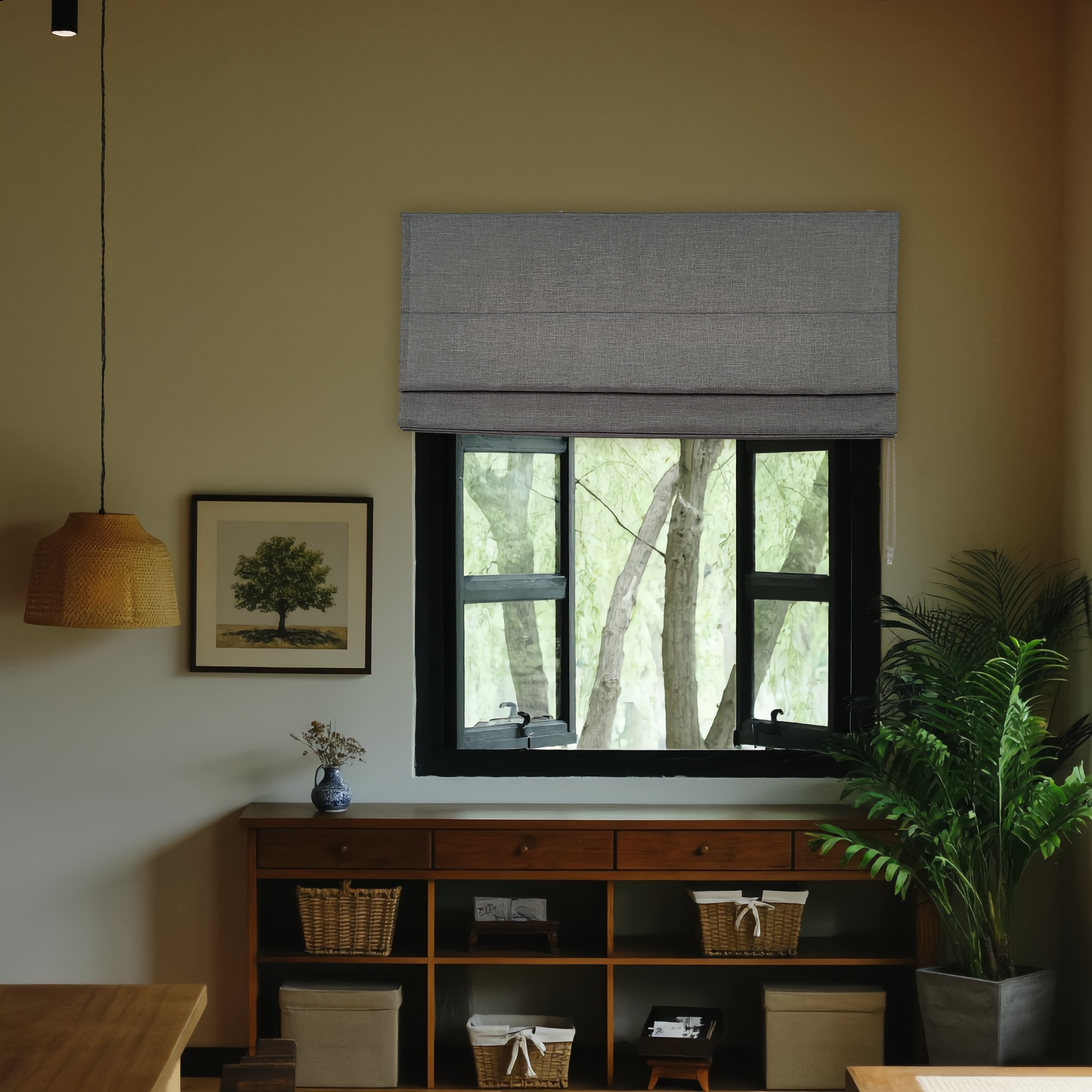 Faux Linen Textured Soft light-filtering Roman Shade