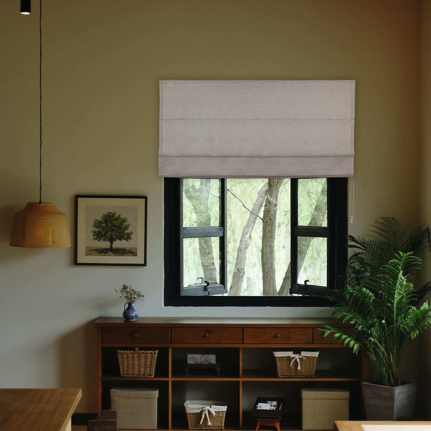 Faux Linen Textured Soft light-filtering Roman Shade