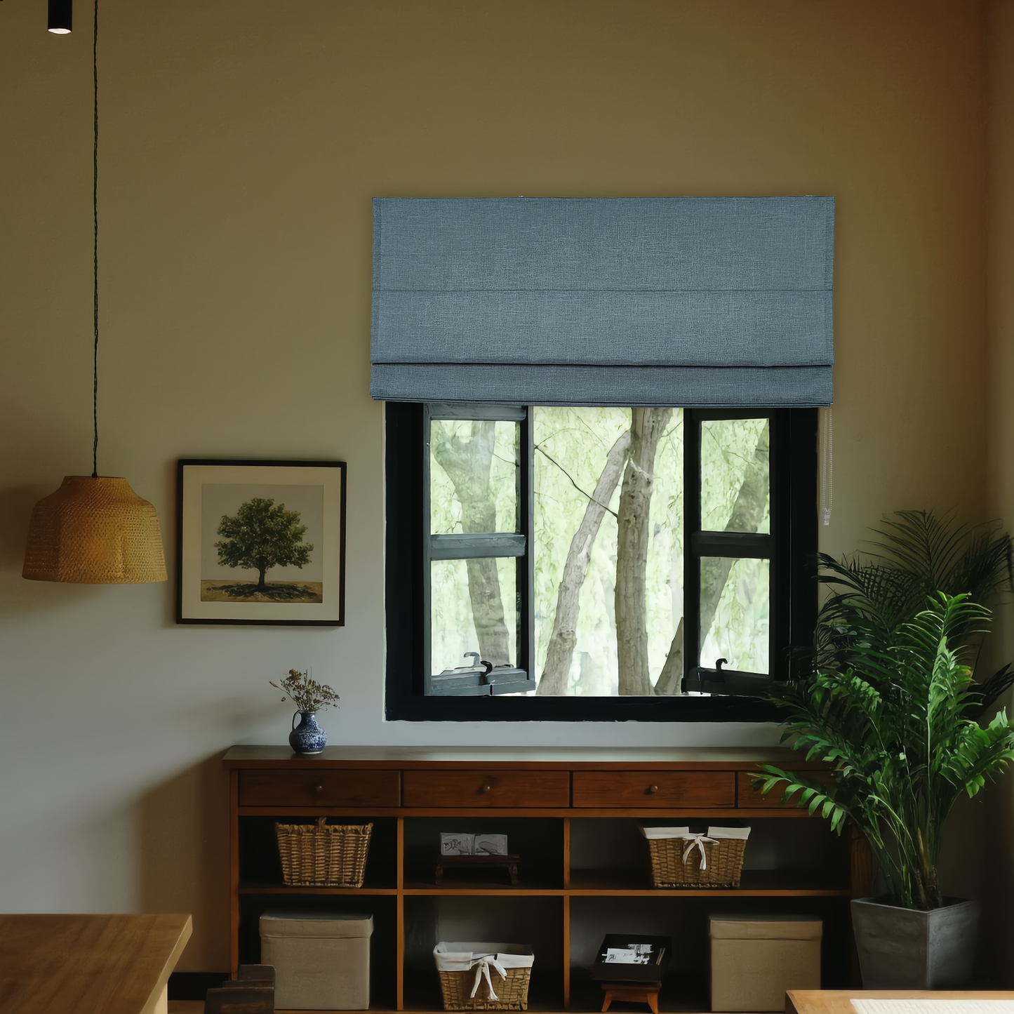 Faux Linen Textured Soft light-filtering Roman Shade