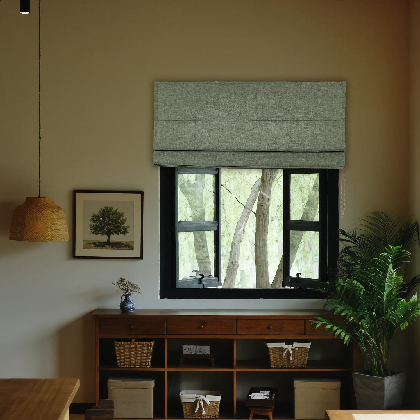 Faux Linen Textured Soft light-filtering Roman Shade